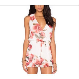 Show Me Your Mumu Romper White Pink Riri Rose Floral Chiffon Size Small